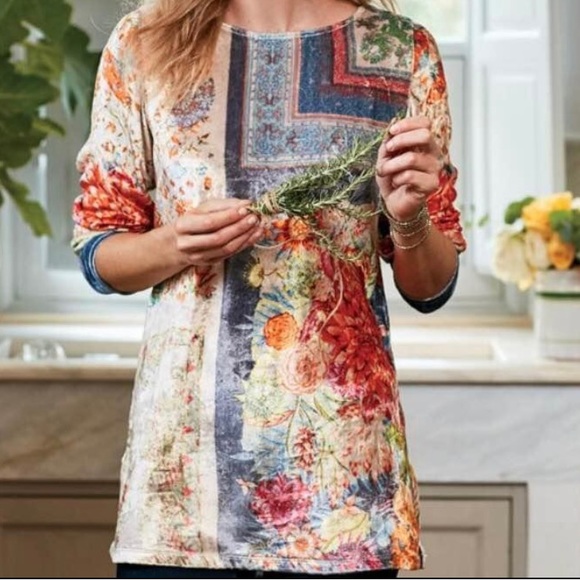 ♥️🤍💙NWT Soft Surroundings Crushed Velvet Women's Top - Picture 1 of 3